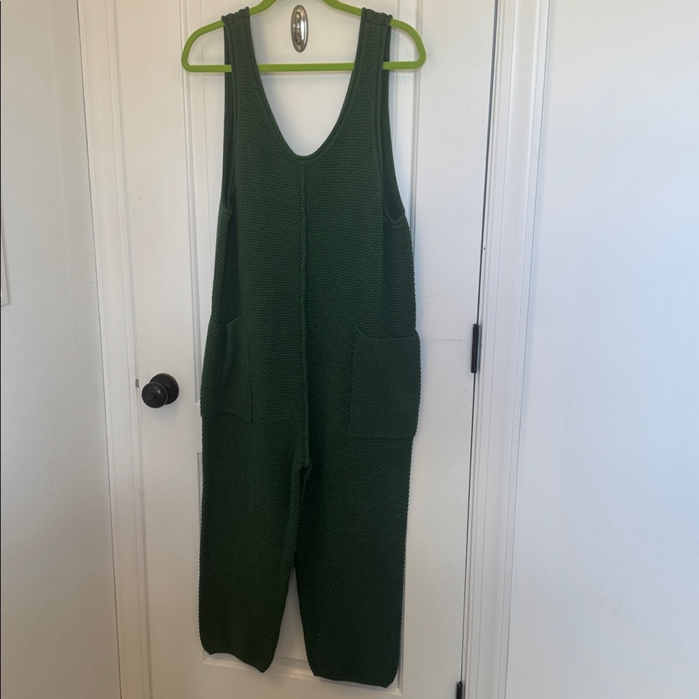 Free People Beach Pine Green Knit Tank Jumpsuit medium - Picture 3 of 8